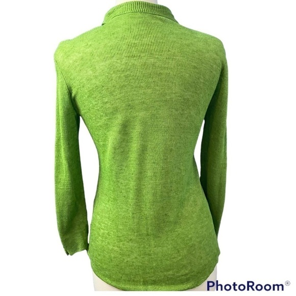 Eileen Fisher 100% Linen Semi Sheer St. Patrick's DAY Green Cardigan - Picture 2 of 10